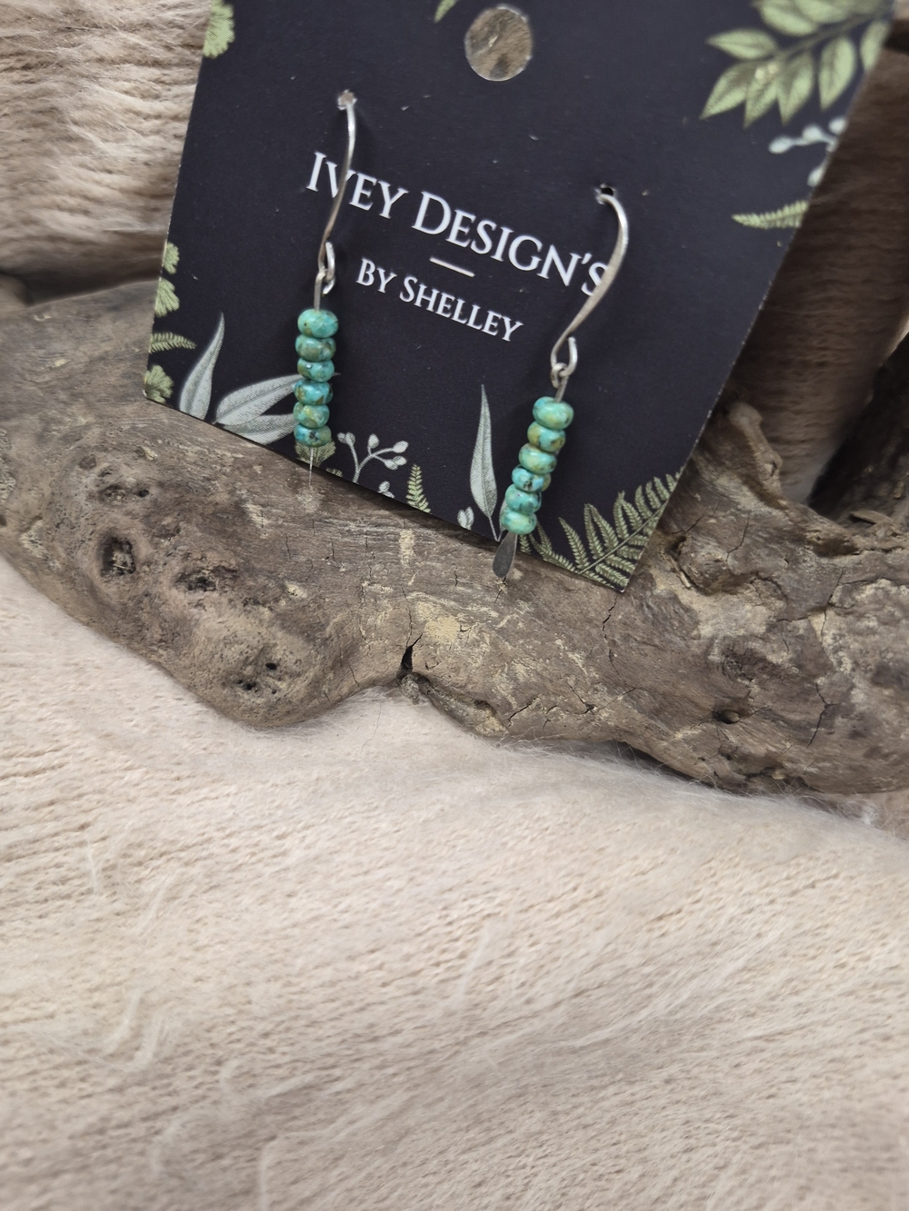 Turquoise Beaded Drop Earrings by Shelley